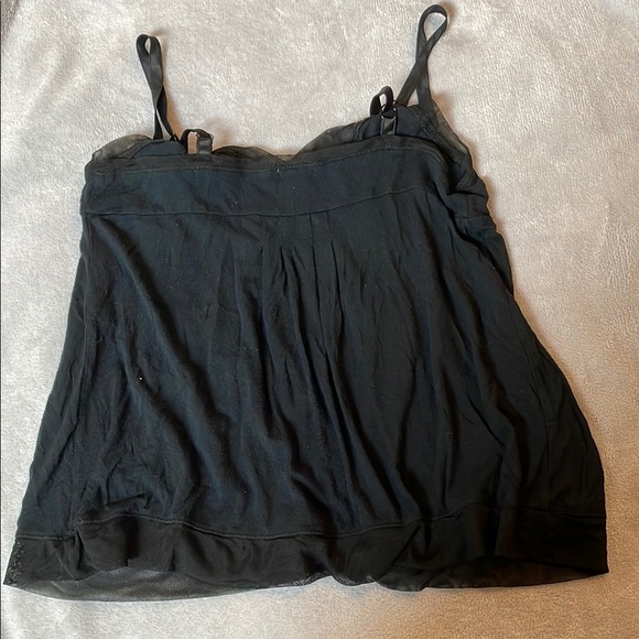 DKNY Black Sleeveless Loose Fitting Mesh Detail Camisole - Picture 7 of 7